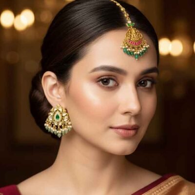 Exquisite Gold-Plated Lakshmi Devi Maang Tikka