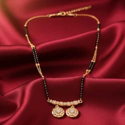 Traditional Double Locket Mangalsutra with American Diamonds