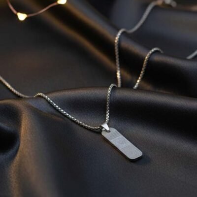 Men's Stainless Steel Dog Tag Necklace with Box Chain