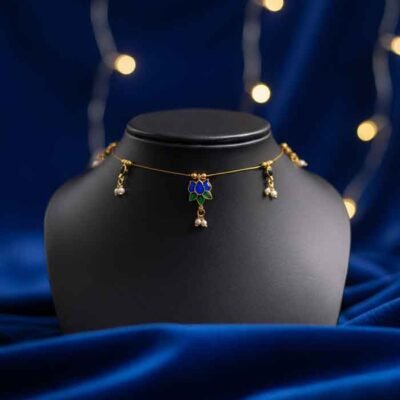 Little Girls Minimalist Meenakari Floral Drop Necklace