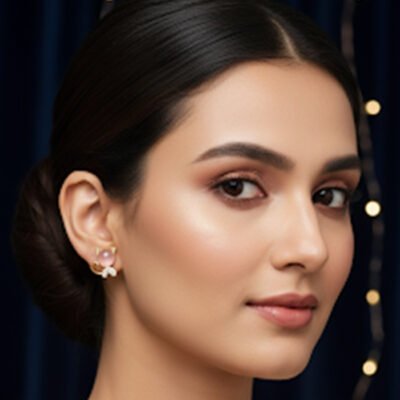 Whimsical Rose Quartz Cat Stud Earrings